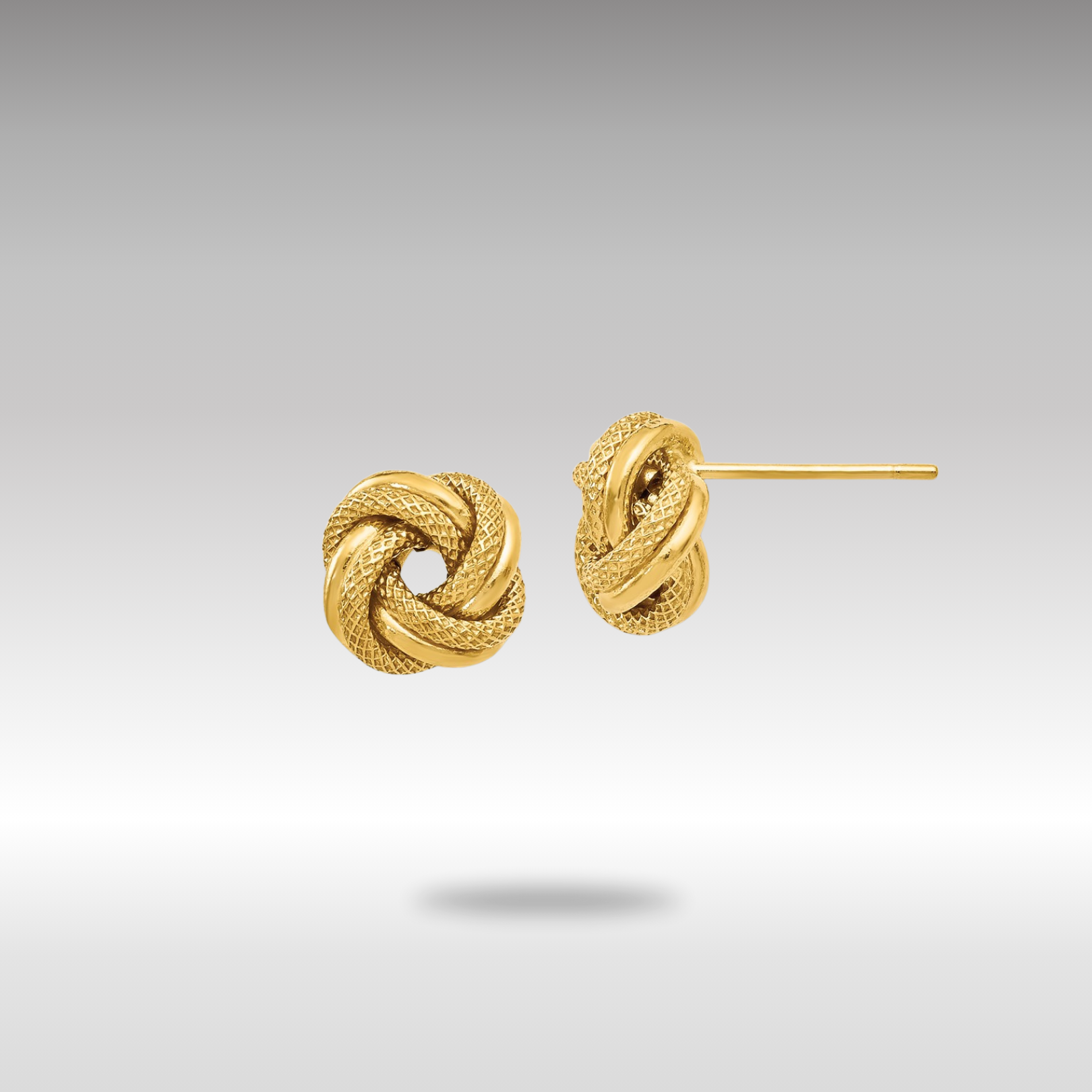 Gold Leslie's 14K Polished D/C Love Knot Post Earrings - Model LE1098 - Charlie & Co. Jewelry