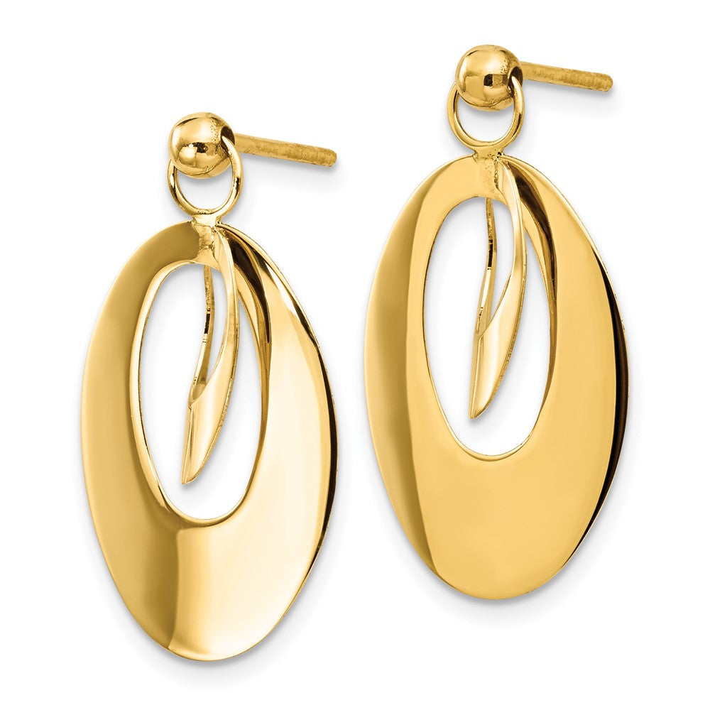 Gold Polished and Scratch Finish Oval Post Earrings - Model LE1457 - Charlie & Co. Jewelry