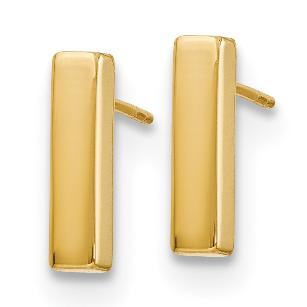 Gold Leslie's 14K Polished Post Bar Earrings Model-LE1487 - Charlie & Co. Jewelry