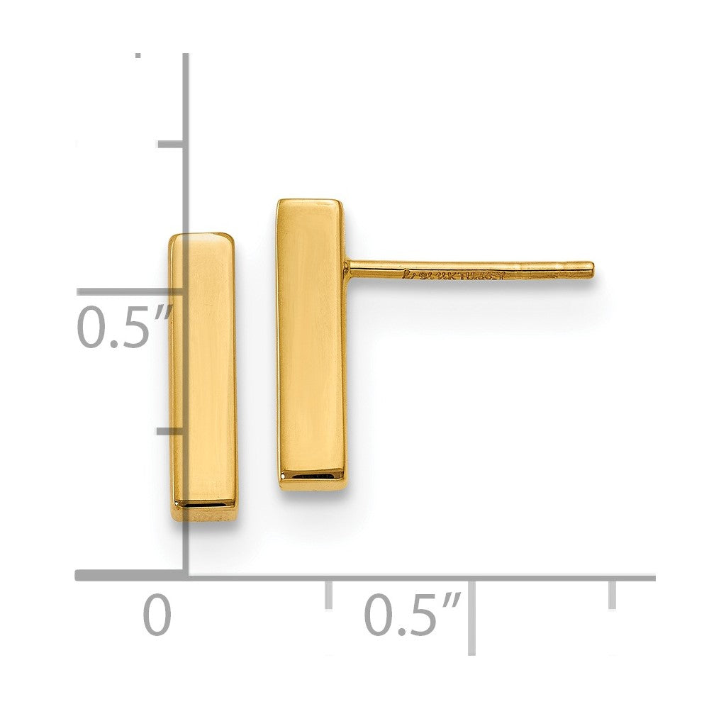 Gold Leslie's 14K Polished Post Bar Earrings Model-LE1487 - Charlie & Co. Jewelry