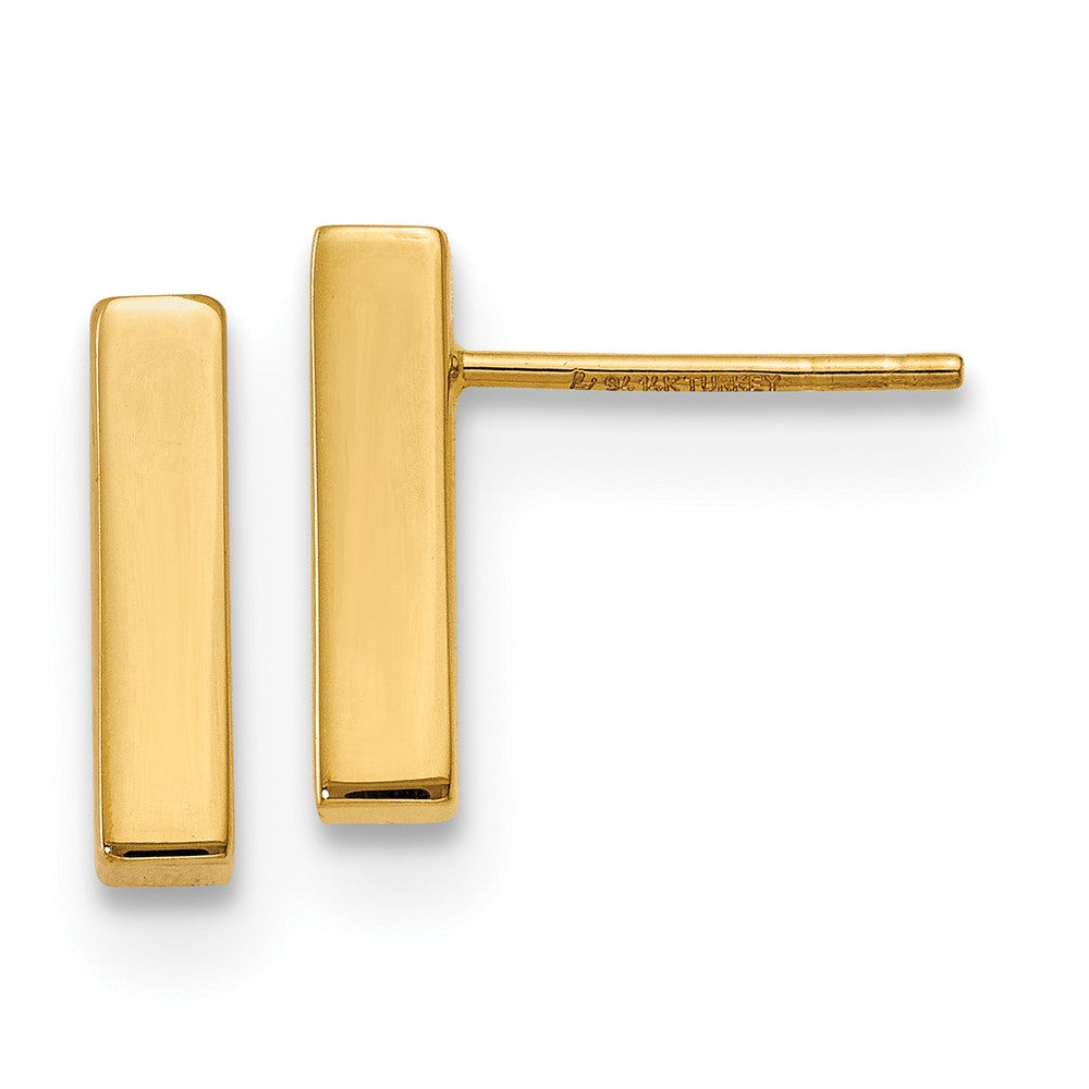 Gold Leslie's 14K Polished Post Bar Earrings Model-LE1487 - Charlie & Co. Jewelry