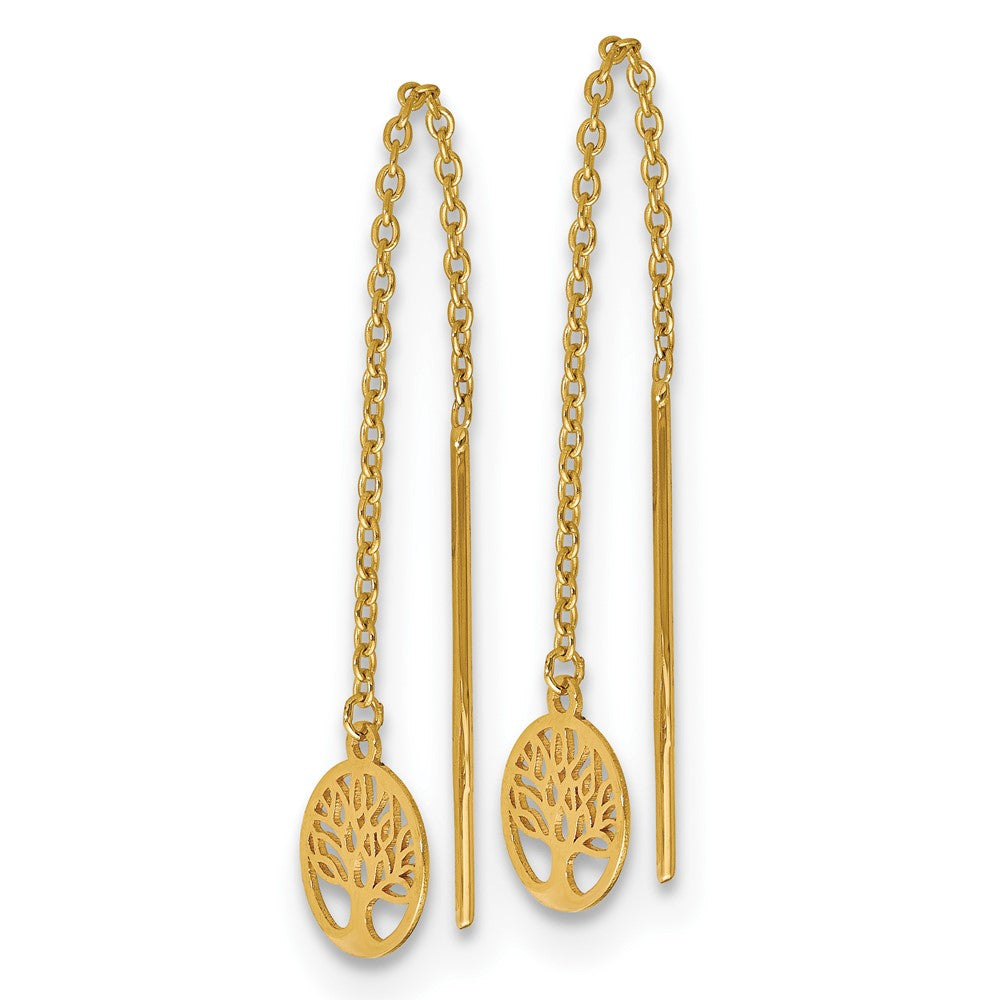 Gold Polished Tree of Life Threader Earrings - Model LE1501 - Charlie & Co. Jewelry