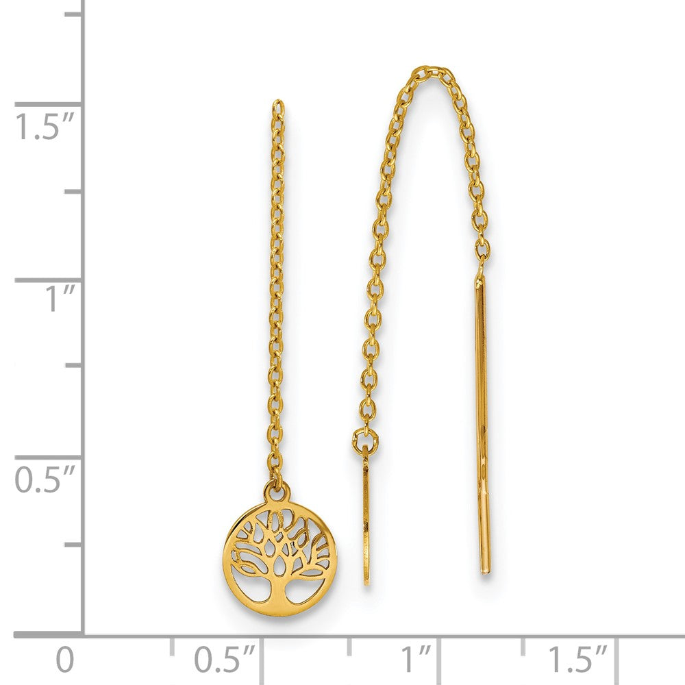 Gold Polished Tree of Life Threader Earrings - Model LE1501 - Charlie & Co. Jewelry