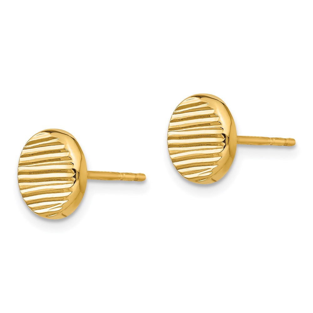 Gold Leslie's 14K Polished and Textured Disc Post Earrings - Model LE1789 - Charlie & Co. Jewelry
