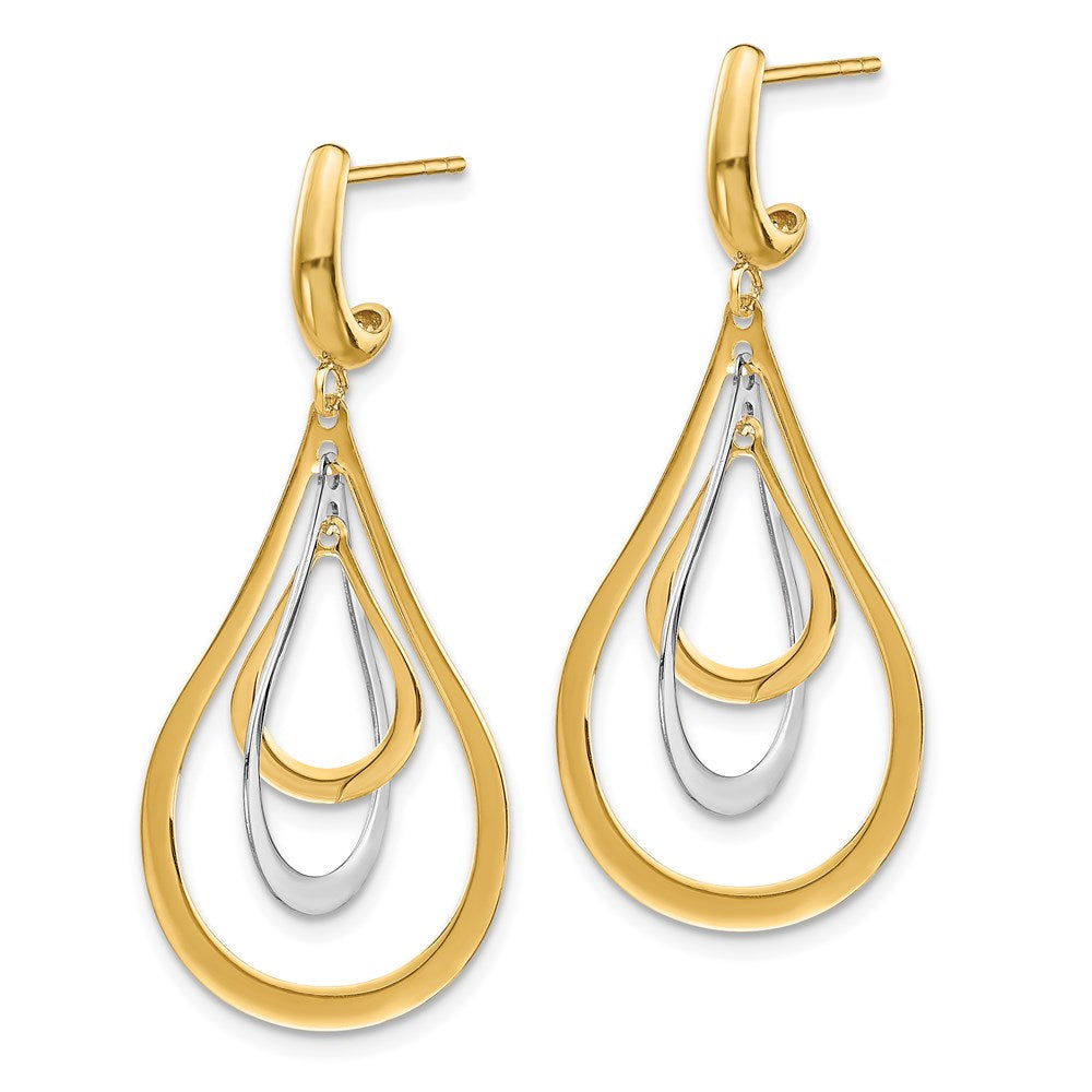 Gold Leslie's 14K Two-tone Polished Post Dangle Earrings - Model LE1820 - Charlie & Co. Jewelry