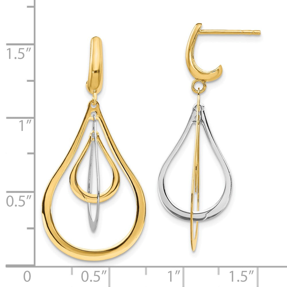 Gold Leslie's 14K Two-tone Polished Post Dangle Earrings - Model LE1820 - Charlie & Co. Jewelry