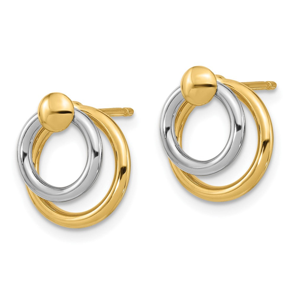 Gold Leslie's 14K Two-tone Polished Post Dangle Earrings - Model LE2218 - Charlie & Co. Jewelry