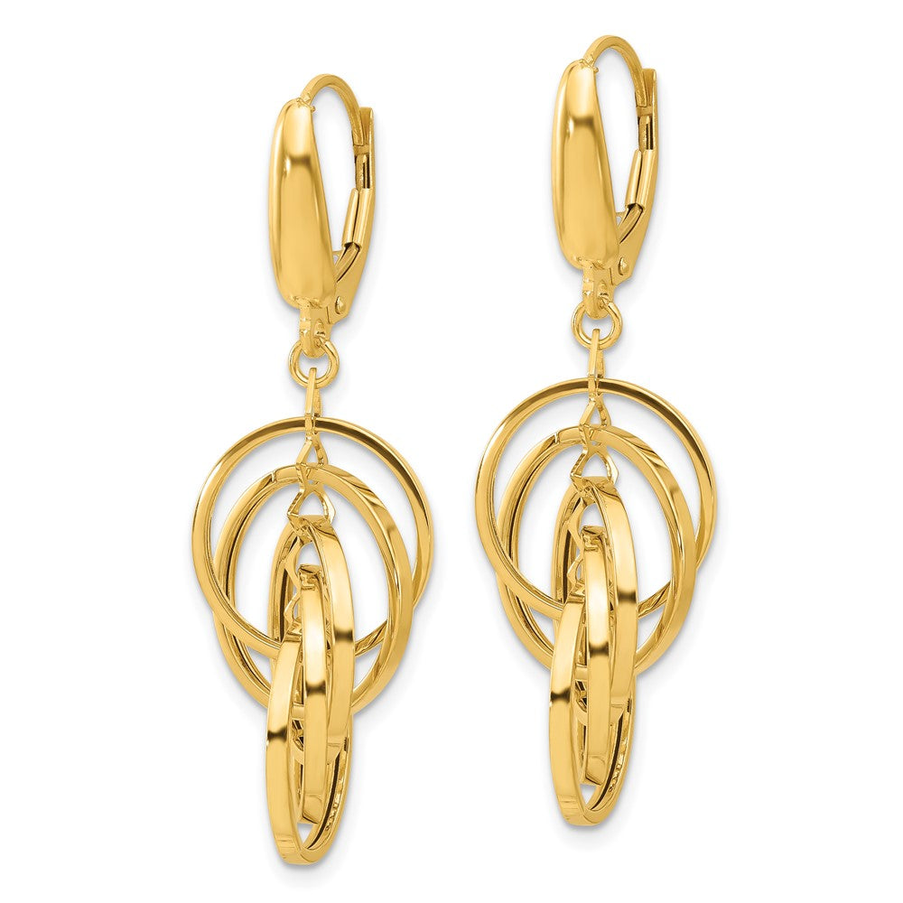 Gold Leslie's 14K Polished Circles Dangle Earrings - Model LE2273 - Charlie & Co. Jewelry