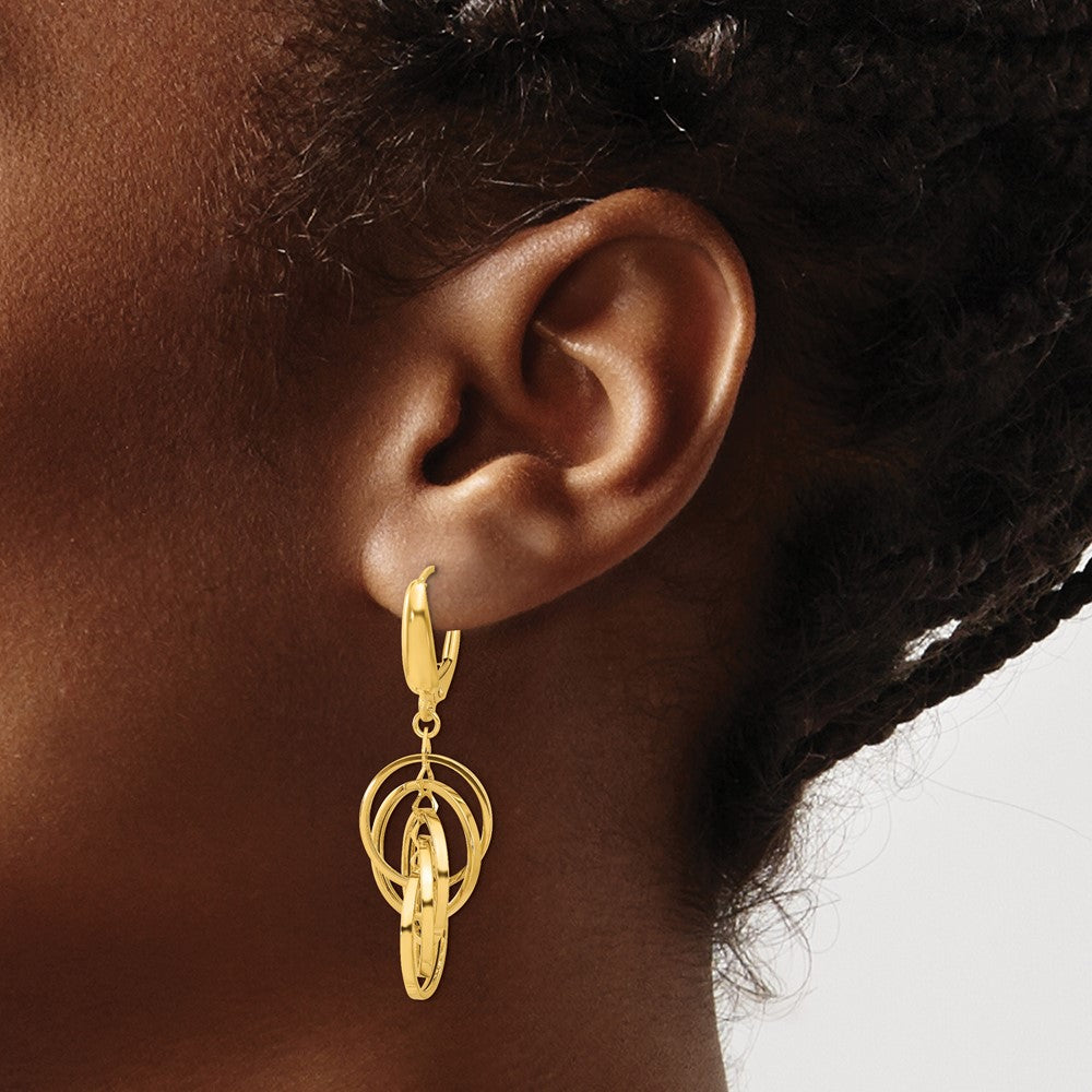 Gold Leslie's 14K Polished Circles Dangle Earrings - Model LE2273 - Charlie & Co. Jewelry