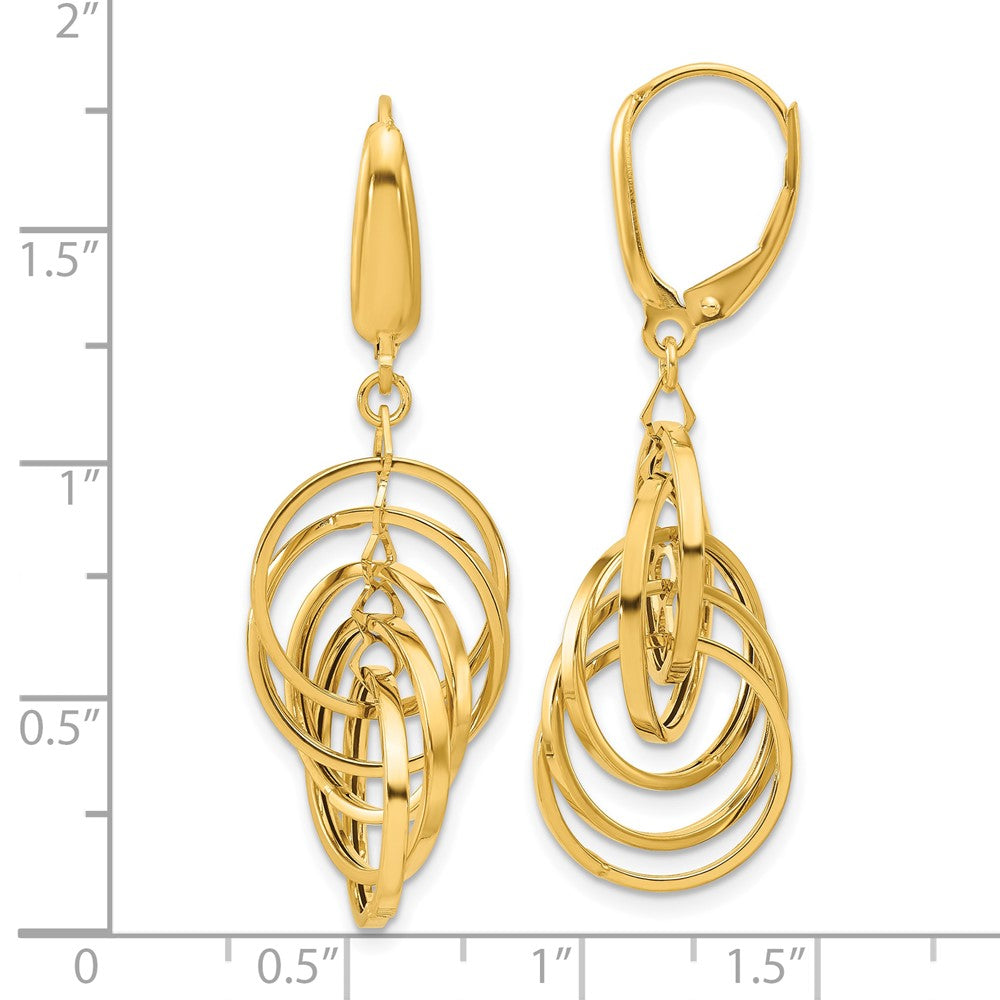 Gold Leslie's 14K Polished Circles Dangle Earrings - Model LE2273 - Charlie & Co. Jewelry