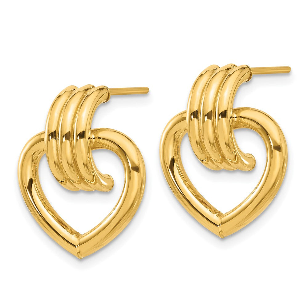 Gold Leslie's 14K Polished Heart Post Earrings - Model LE2427 - Charlie & Co. Jewelry