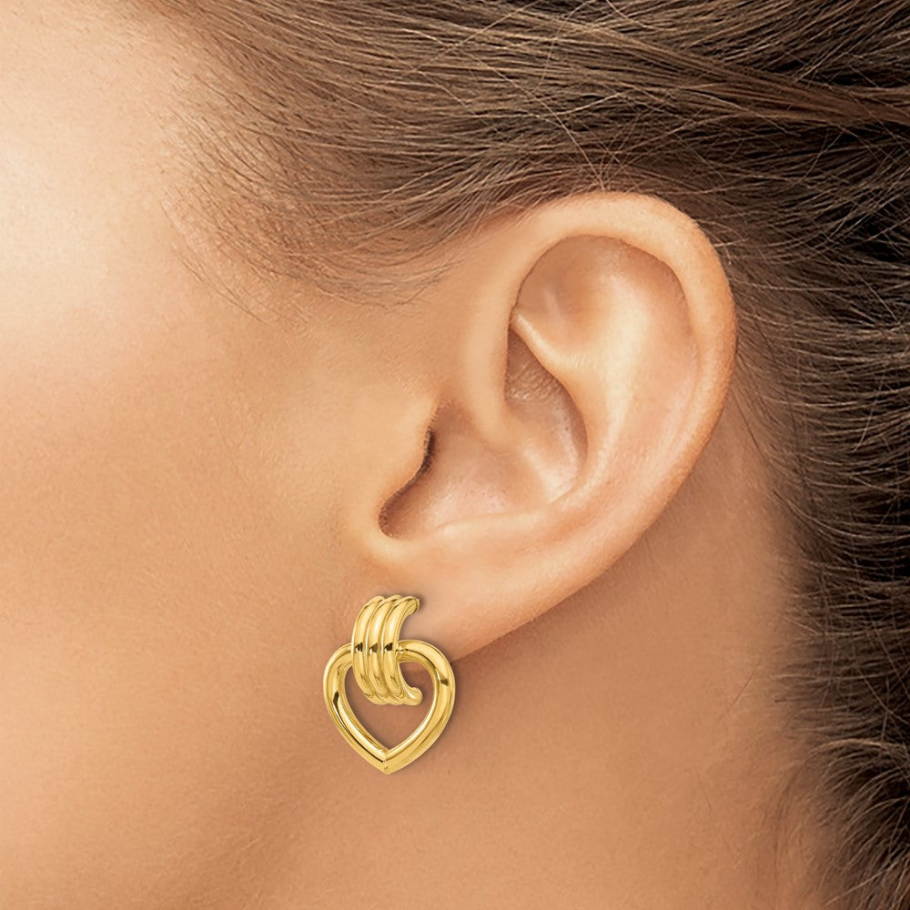 Gold Leslie's 14K Polished Heart Post Earrings - Model LE2427 - Charlie & Co. Jewelry