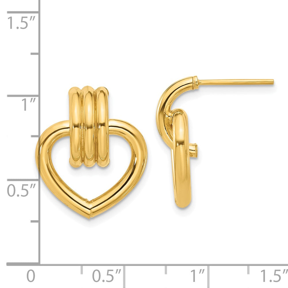 Gold Leslie's 14K Polished Heart Post Earrings - Model LE2427 - Charlie & Co. Jewelry