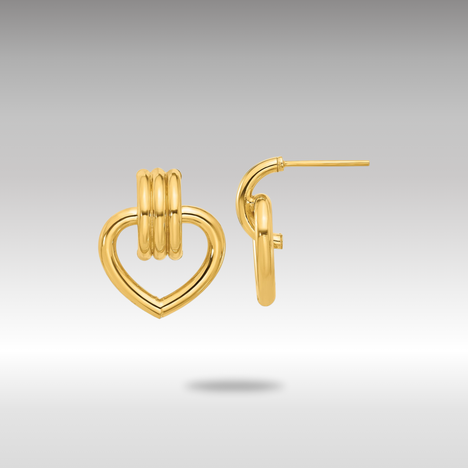 Gold Leslie's 14K Polished Heart Post Earrings - Model LE2427 - Charlie & Co. Jewelry