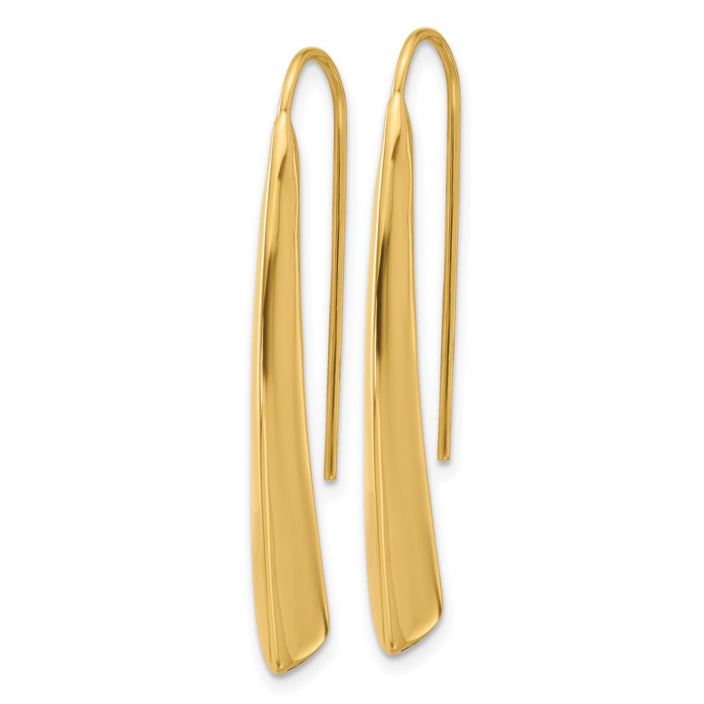 Gold Leslie's 14K Polished Drop Bar Threader Earrings - Model LE2615 - Charlie & Co. Jewelry