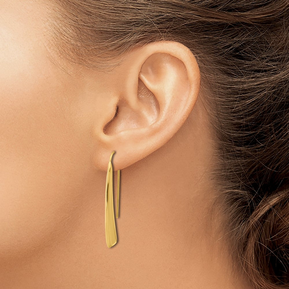 Gold Leslie's 14K Polished Drop Bar Threader Earrings - Model LE2615 - Charlie & Co. Jewelry
