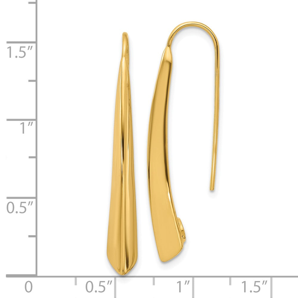 Gold Leslie's 14K Polished Drop Bar Threader Earrings - Model LE2615 - Charlie & Co. Jewelry