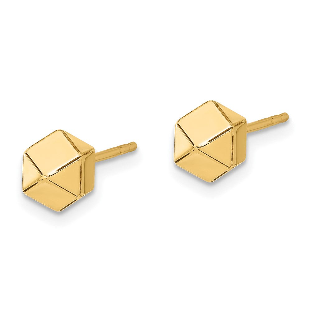Gold Leslie's 14K Polished Geometric Ball Post Earrings - Model LE2621 - Charlie & Co. Jewelry