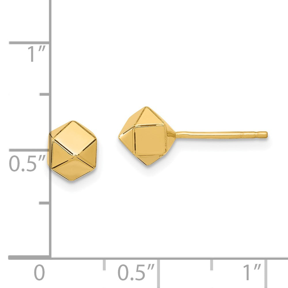 Gold Leslie's 14K Polished Geometric Ball Post Earrings - Model LE2621 - Charlie & Co. Jewelry