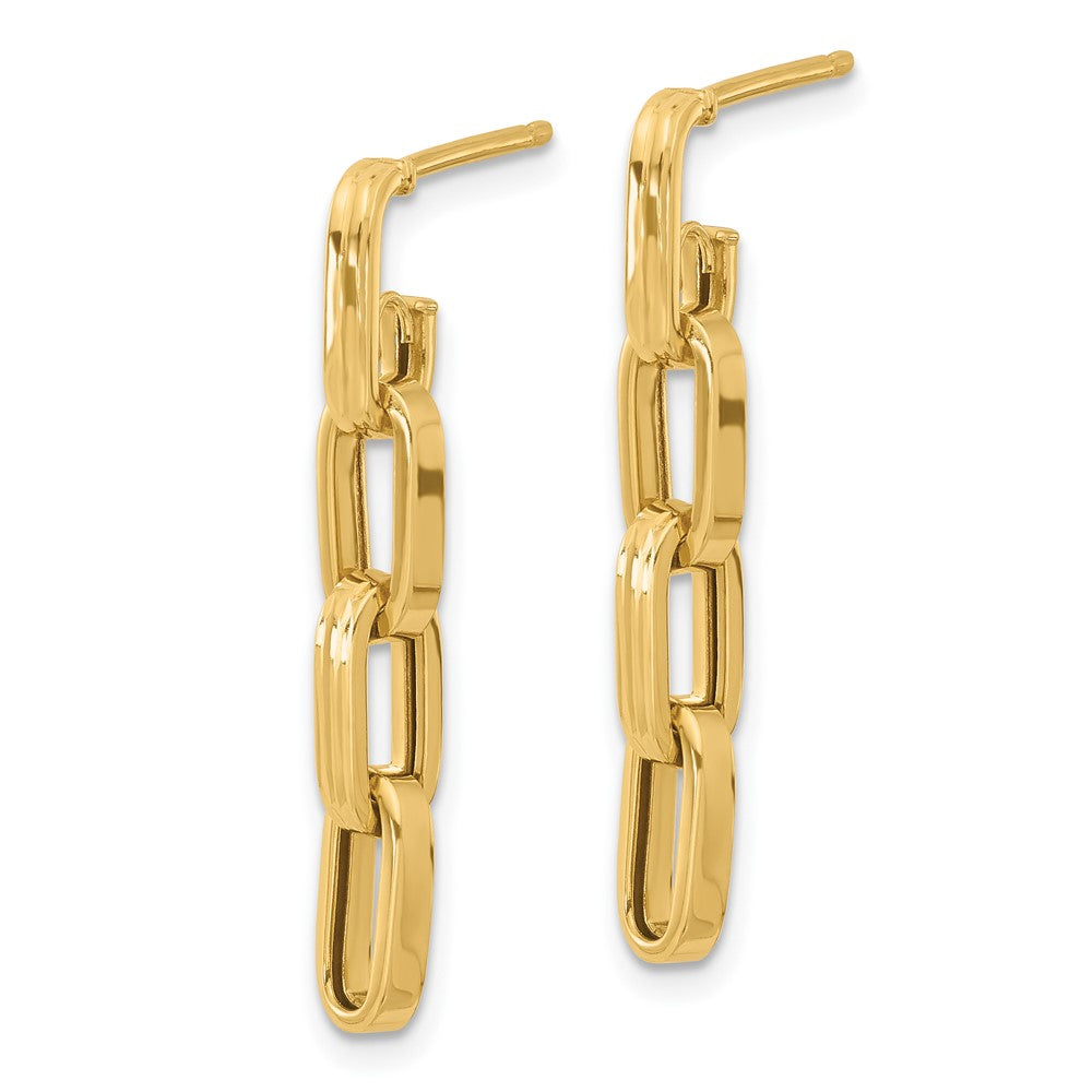 Gold Leslie's 14K Polished Link Dangle Post Earrings - Model LE2625 - Charlie & Co. Jewelry