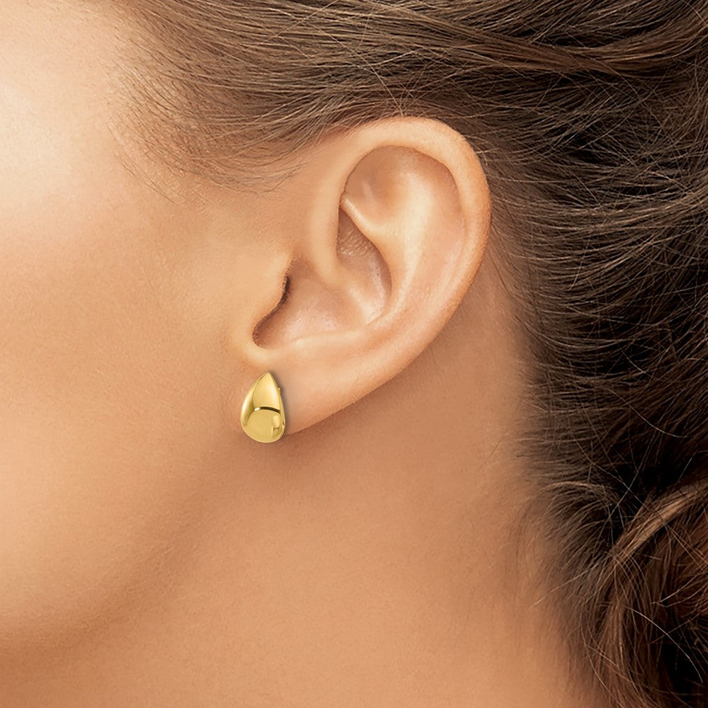 Gold Leslie's 14K Polished Teardrop Post Earrings Model-LE2632 - Charlie & Co. Jewelry
