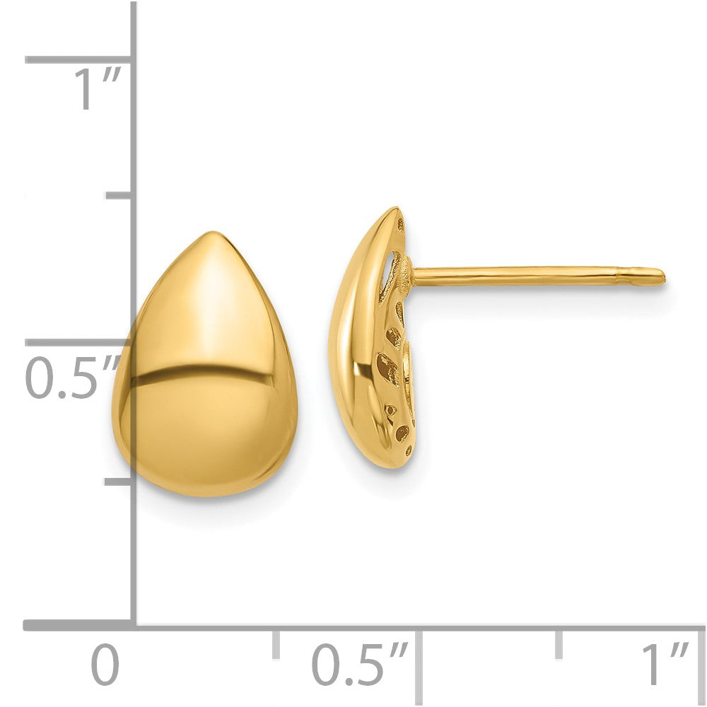 Gold Leslie's 14K Polished Teardrop Post Earrings Model-LE2632 - Charlie & Co. Jewelry