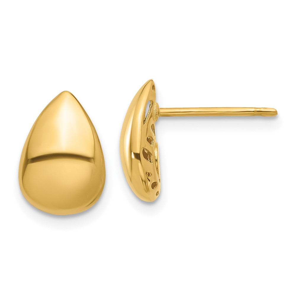 Gold Leslie's 14K Polished Teardrop Post Earrings Model-LE2632 - Charlie & Co. Jewelry