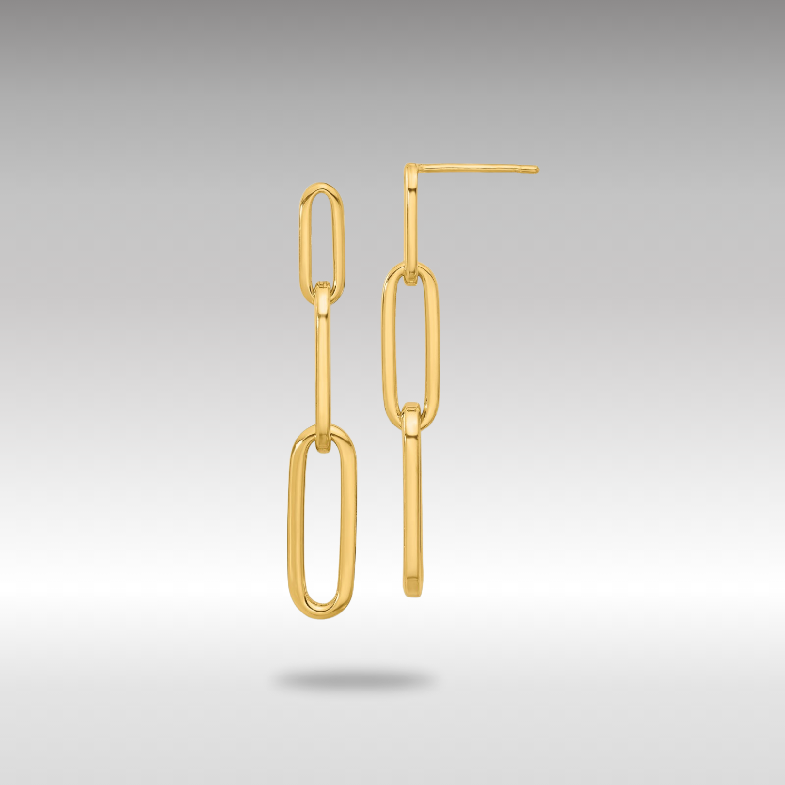 Gold Leslie's 14k Polished Paperclip Link Post Dangle Earrings Model-LE2635 - Charlie & Co. Jewelry