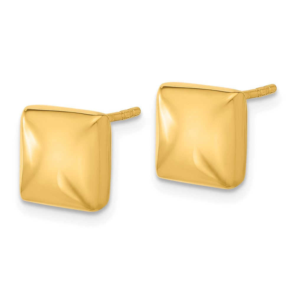 Gold Leslie's 14K Polished Hollow Puffed Square Post Earrings - Model LE2640 - Charlie & Co. Jewelry