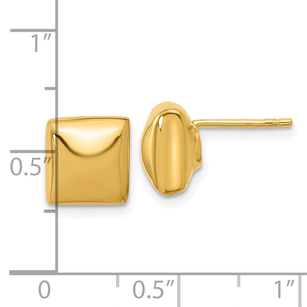 Gold Leslie's 14K Polished Hollow Puffed Square Post Earrings - Model LE2640 - Charlie & Co. Jewelry