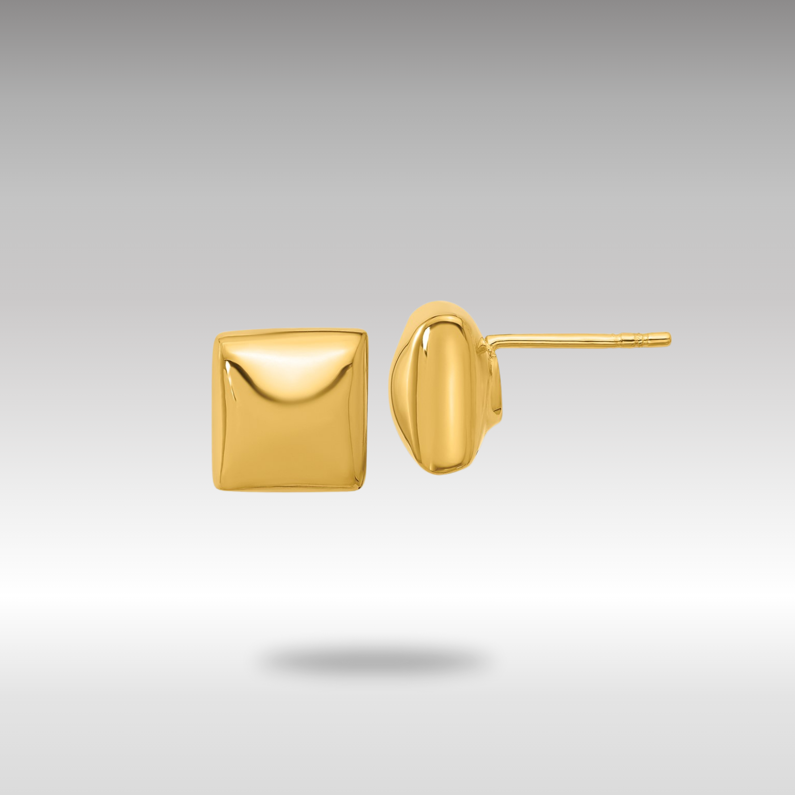 Gold Leslie's 14K Polished Hollow Puffed Square Post Earrings - Model LE2640 - Charlie & Co. Jewelry