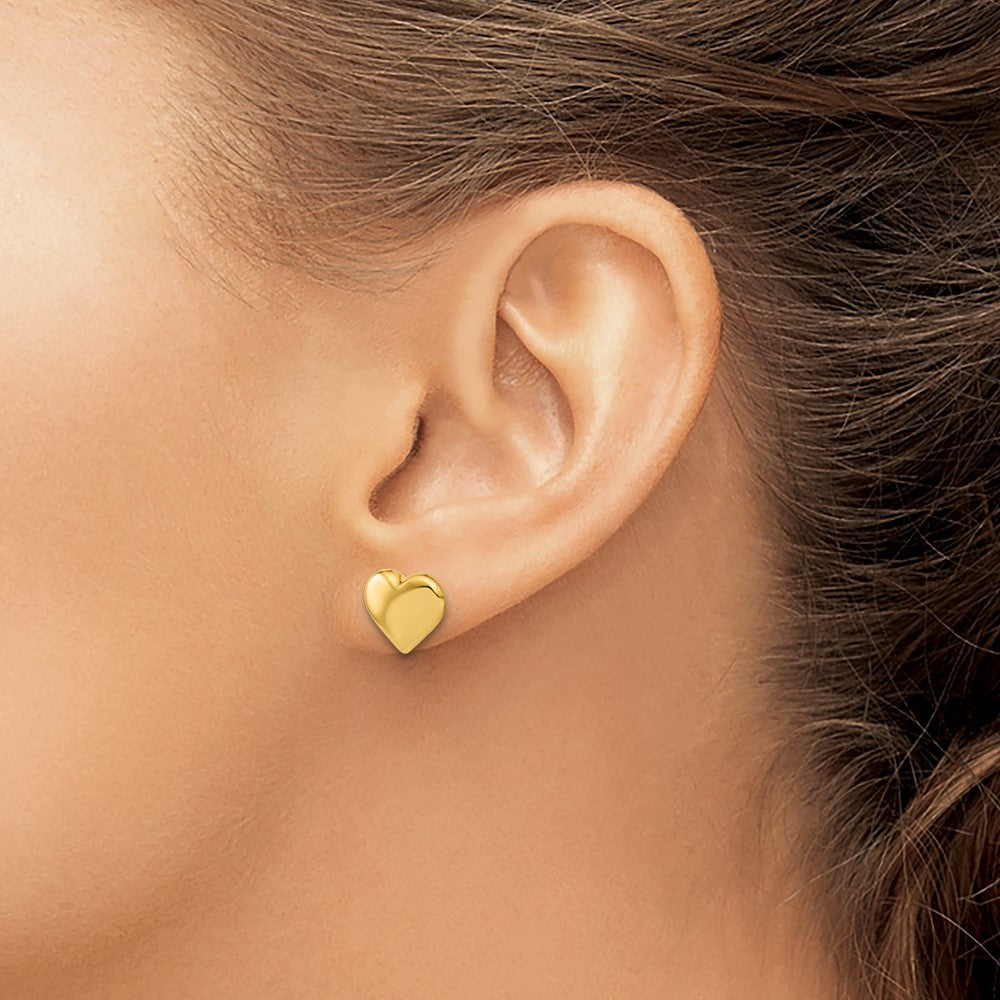 Gold Leslie's 14K Polished Heart Post Earrings - Model LE2927 - Charlie & Co. Jewelry