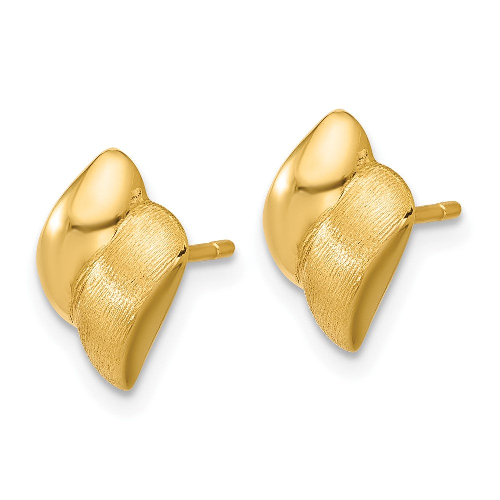 Gold Leslie's 14K Polished and Brushed Fancy Post Earrings - Model LE2938 - Charlie & Co. Jewelry