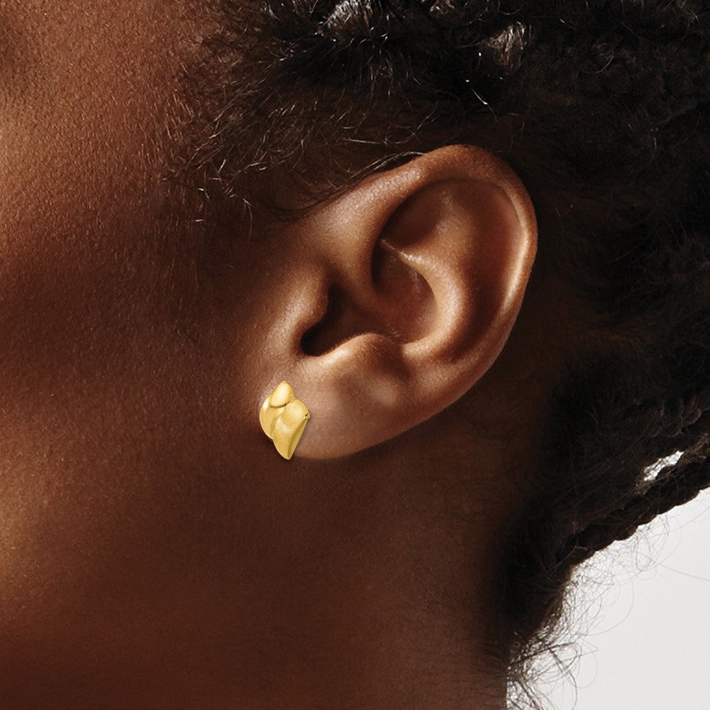 Gold Leslie's 14K Polished and Brushed Fancy Post Earrings - Model LE2938 - Charlie & Co. Jewelry
