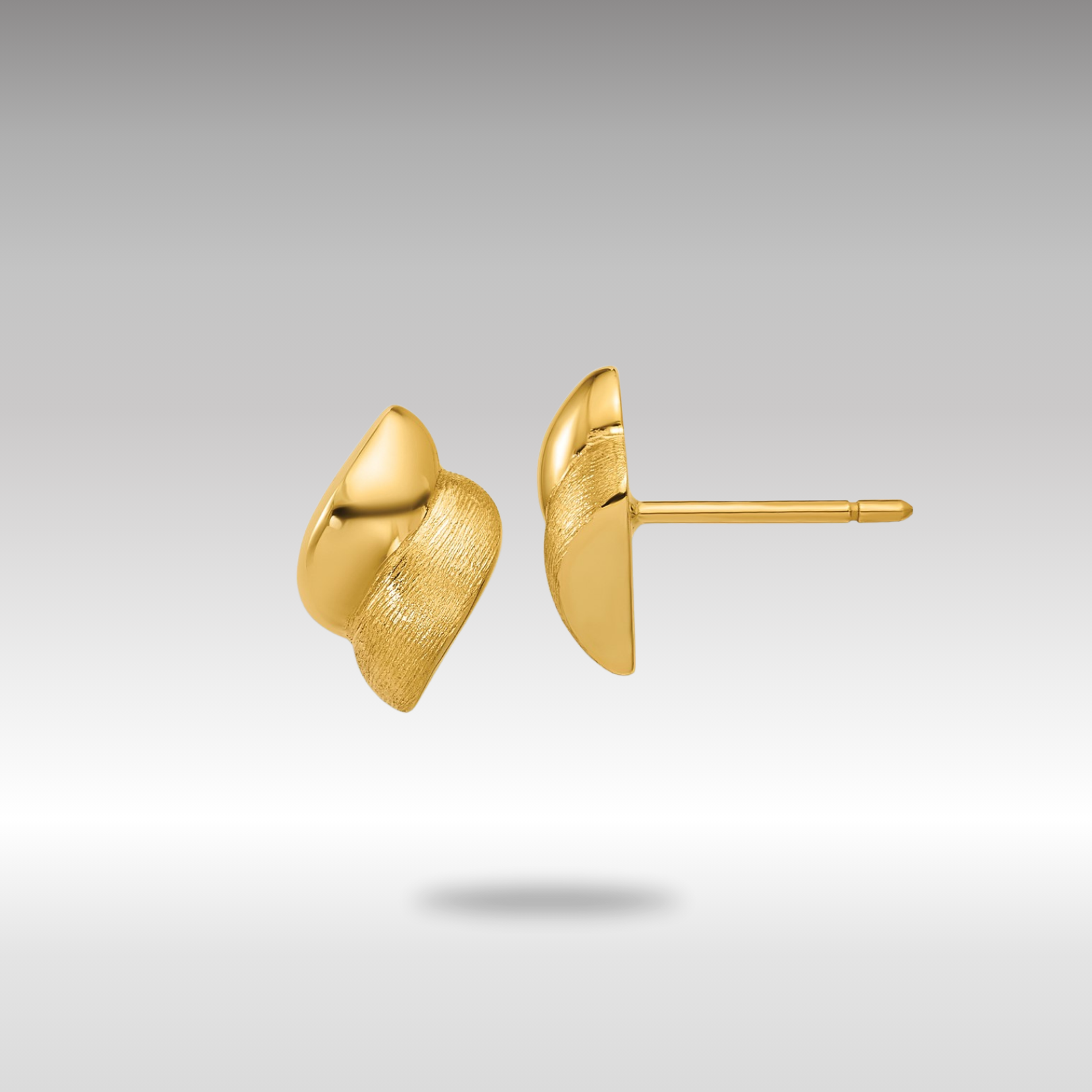 Gold Leslie's 14K Polished and Brushed Fancy Post Earrings - Model LE2938 - Charlie & Co. Jewelry