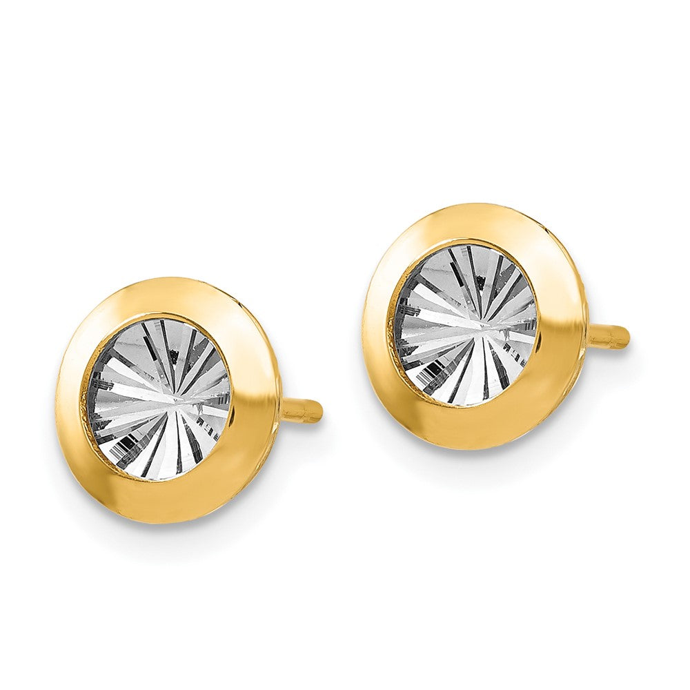 Gold Leslie's 14K Rhodium and Polished and D/C Post Earrings - Model LE619 - Charlie & Co. Jewelry
