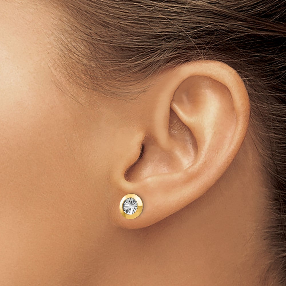 Gold Leslie's 14K Rhodium and Polished and D/C Post Earrings - Model LE619 - Charlie & Co. Jewelry