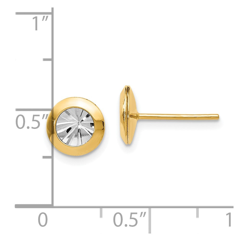 Gold Leslie's 14K Rhodium and Polished and D/C Post Earrings - Model LE619 - Charlie & Co. Jewelry
