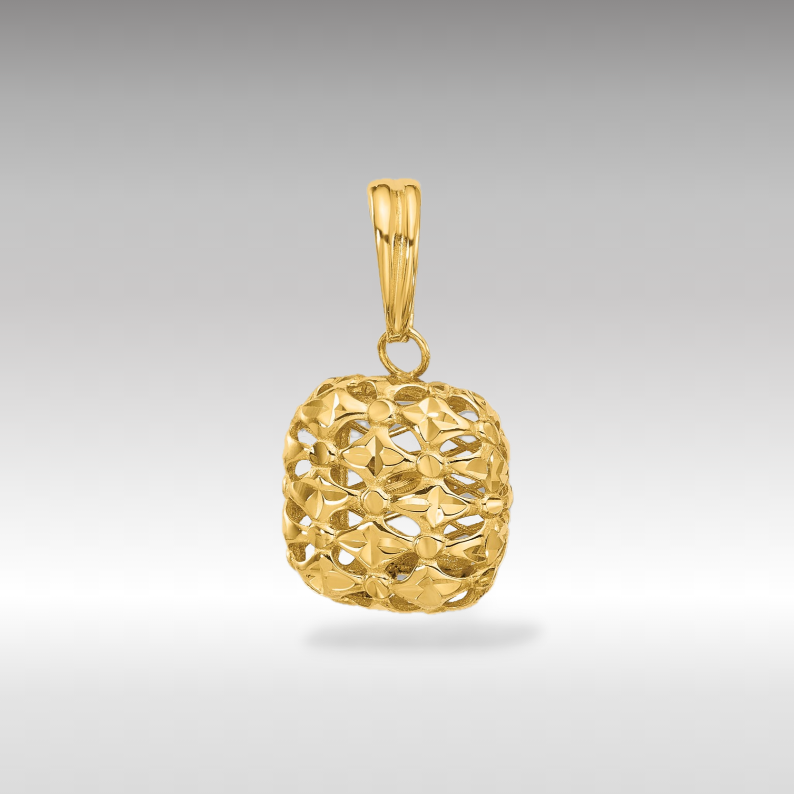 14K Gold Polished Leslie's Puffed Square Pendant - Charlie & Co. Jewelry