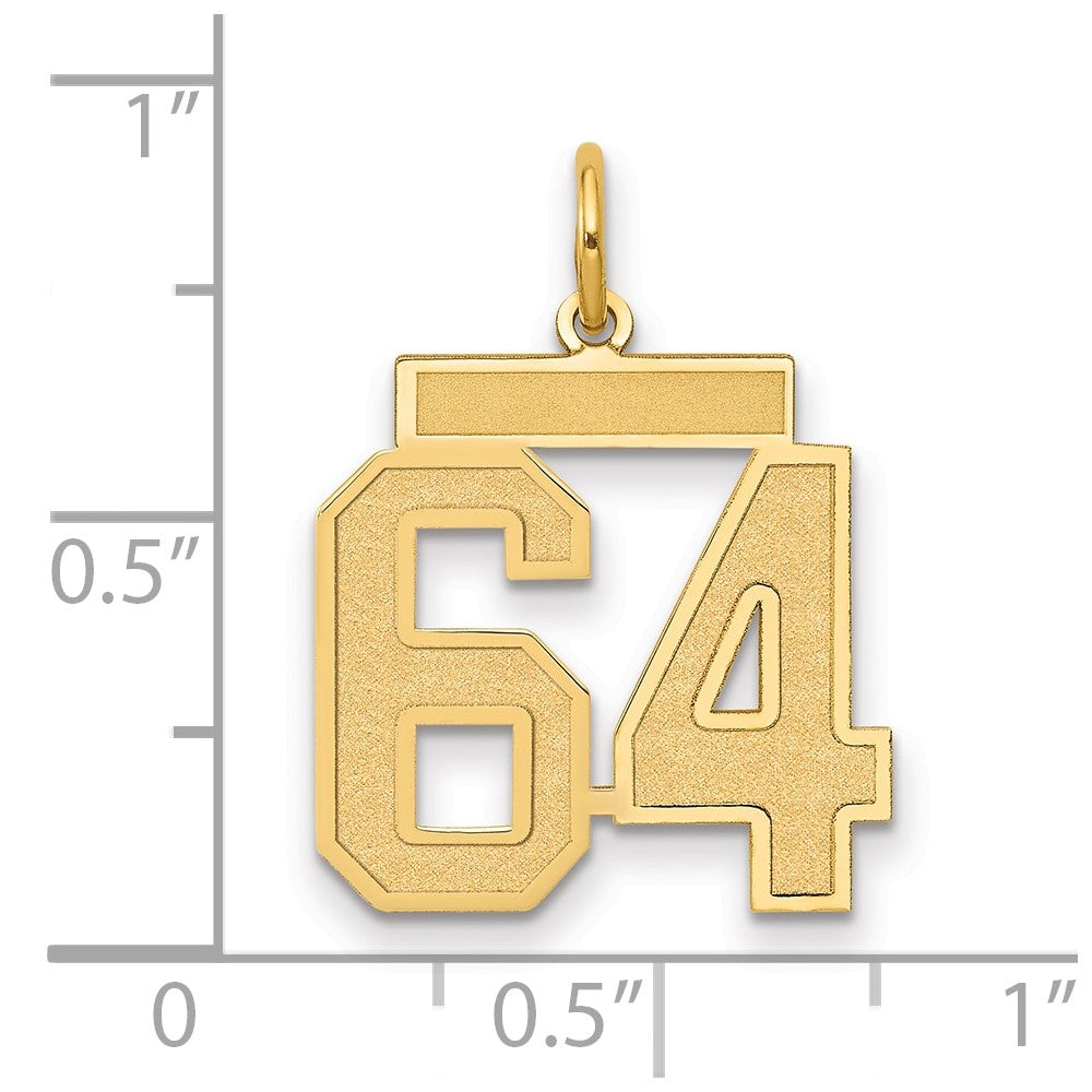 Charlie & Co Jewelry | 14k Medium Satin Number 64 Charm - Model LSM64