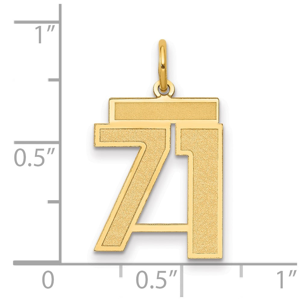 Charlie & Co Jewelry | 14k Medium Satin Number 71 Charm - Model LSM71