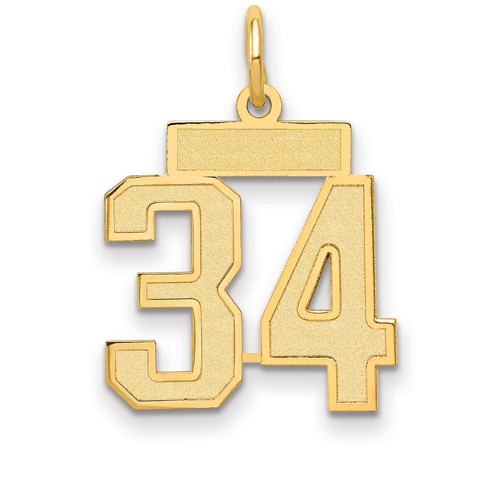 Charlie & Co Jewelry | 14k Small Satin Number 34 Charm - Model LSS34
