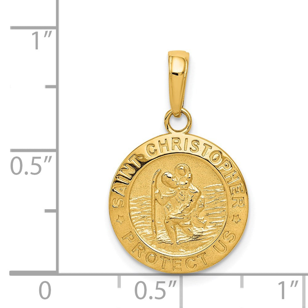 14K Gold Saint Christopher Solid Medal Charm - Charlie & Co. Jewelry