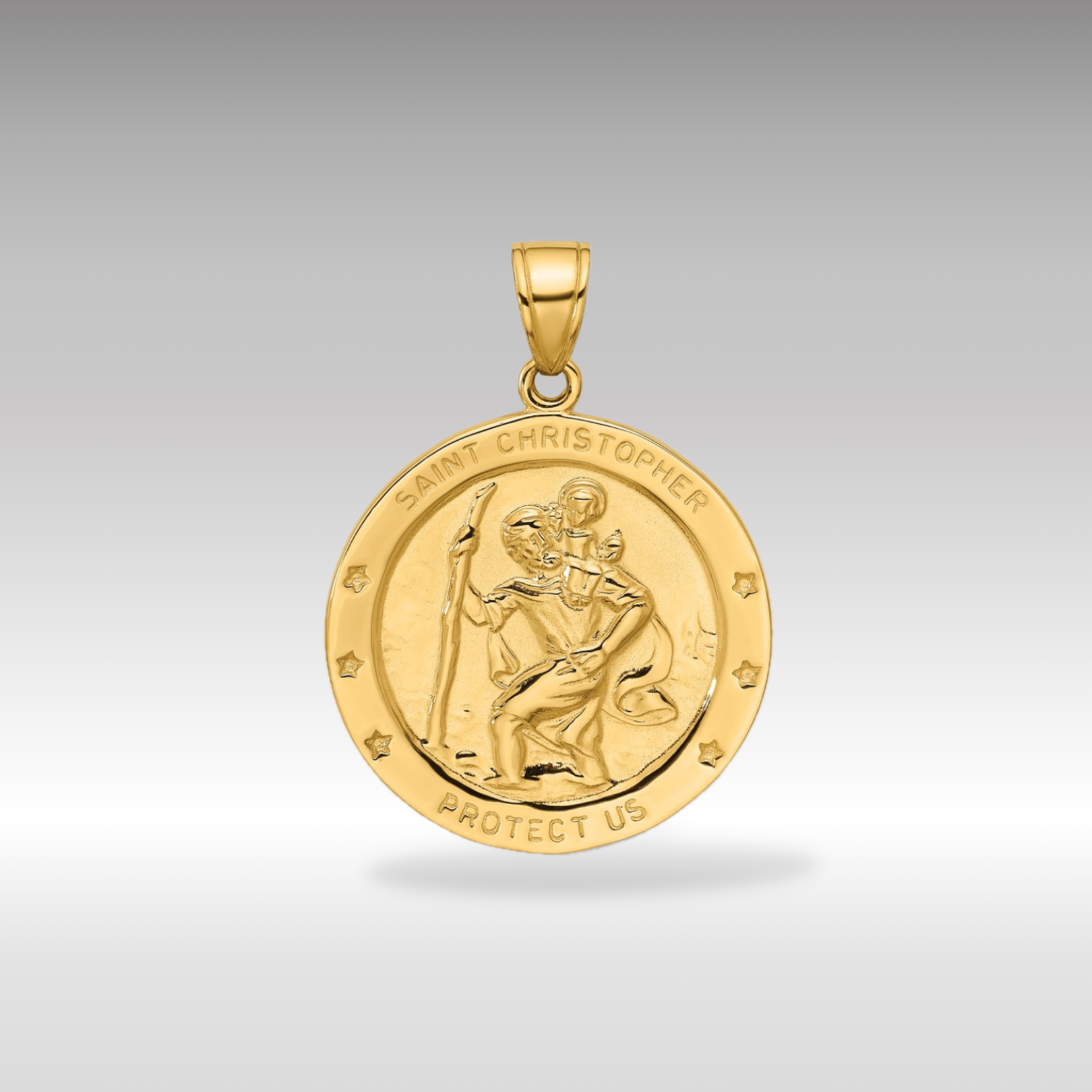 14K Gold Large Saint Christopher Medal Pendant - Charlie & Co. Jewelry