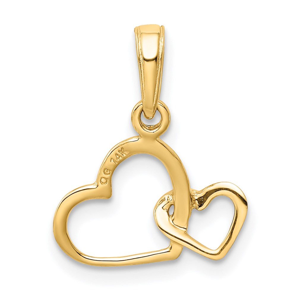 Gold Intertwined Double Heart Necklace Charm Model-M2128 - Charlie & Co. Jewelry