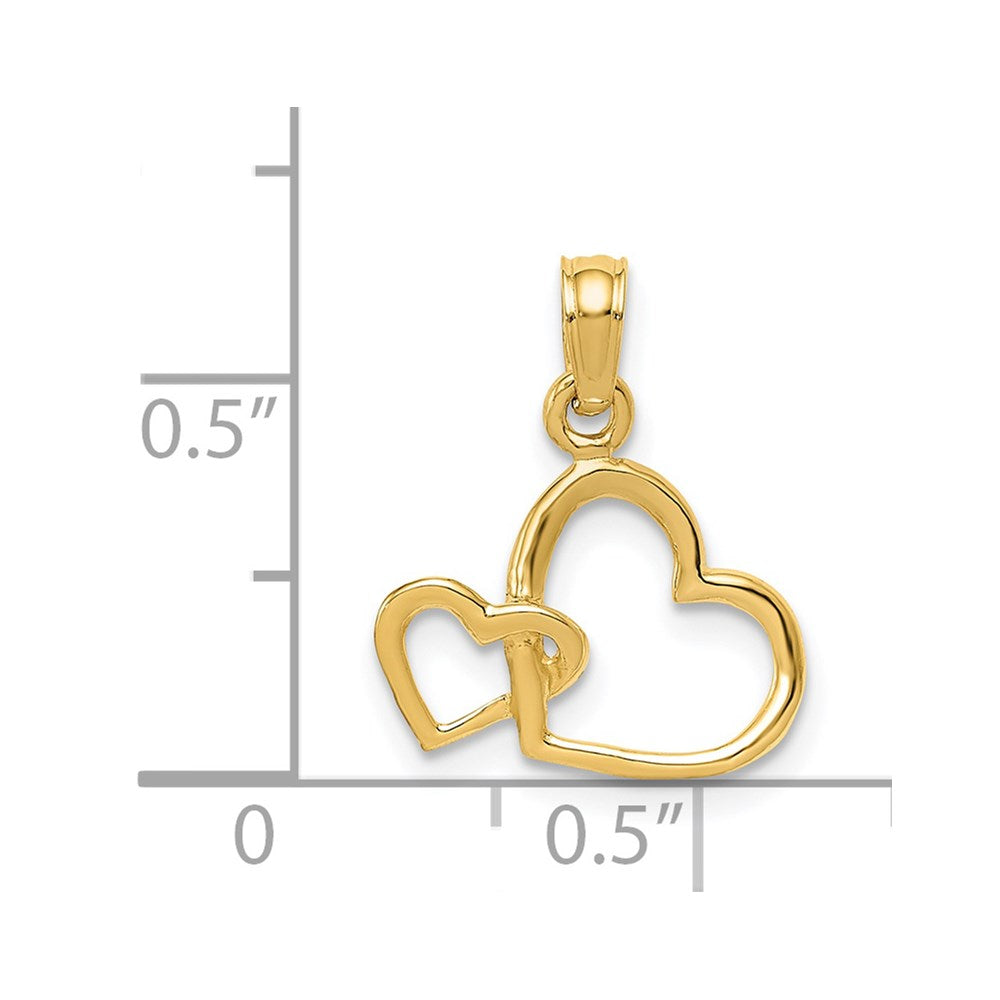 Gold Intertwined Double Heart Necklace Charm Model-M2128 - Charlie & Co. Jewelry