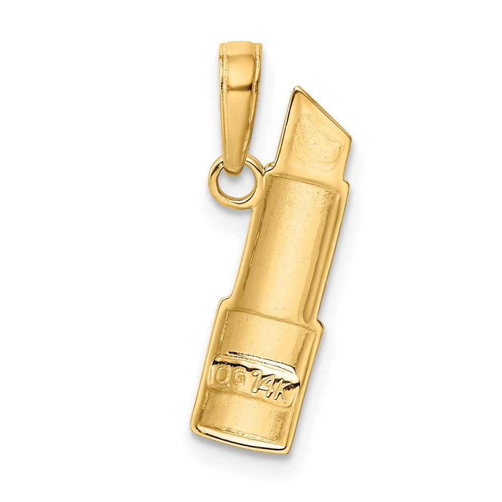 14K Gold and Rhodium Enameled Lipstick Pendant - Charlie & Co. Jewelry