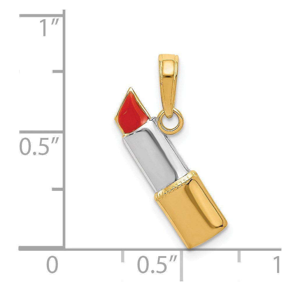 14K Gold and Rhodium Enameled Lipstick Pendant - Charlie & Co. Jewelry