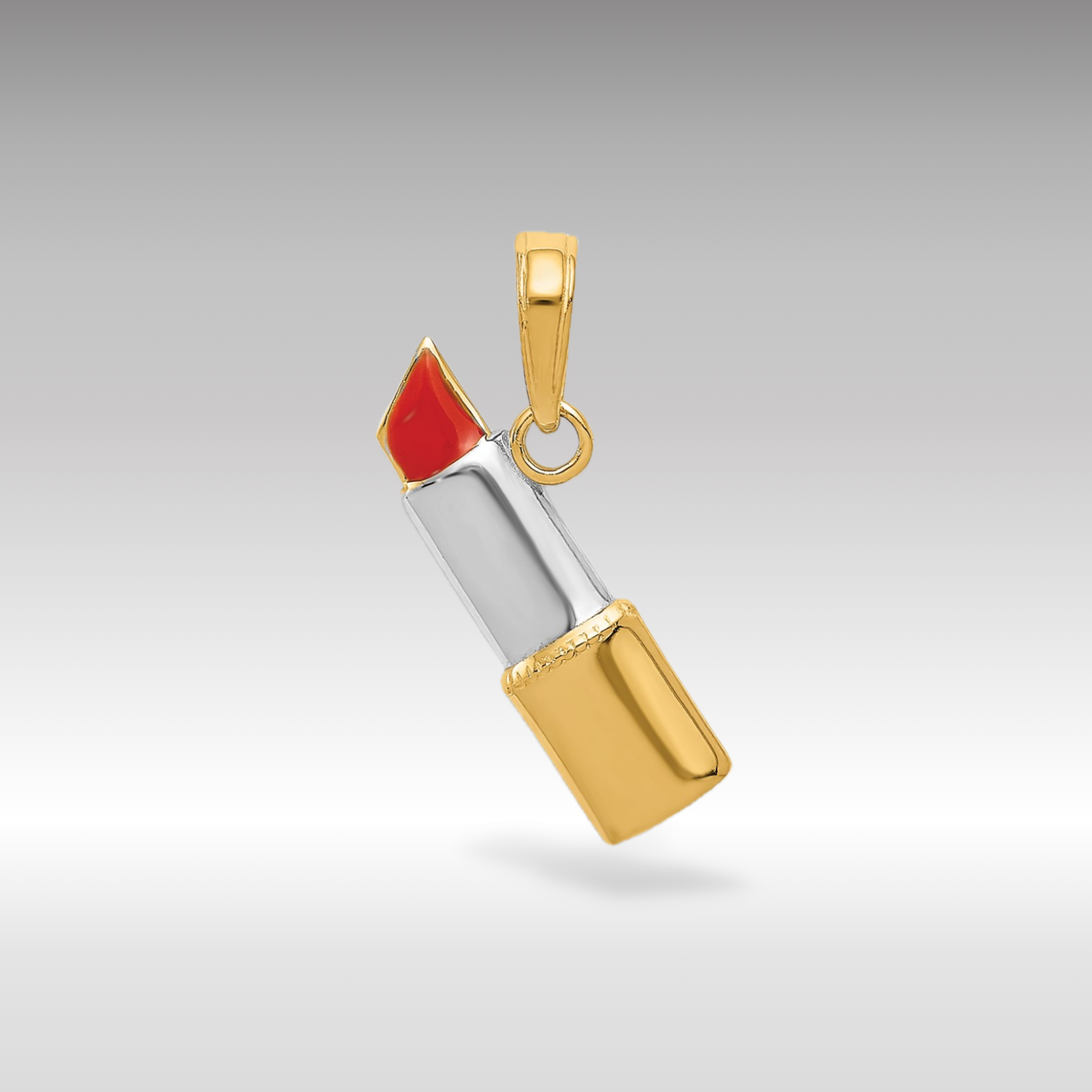 14K Gold and Rhodium Enameled Lipstick Pendant - Charlie & Co. Jewelry