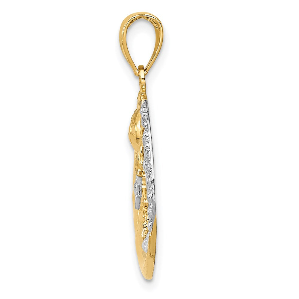 Yellow and White Gold Diamond-cut Celestial Pendant Necklace Model-M2867 - Charlie & Co. Jewelry